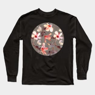 Coral Hibiscus Long Sleeve T-Shirt